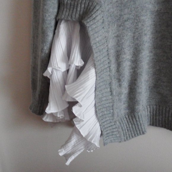 Storets Womens Gray Ruffled Sweater S - Picture 3 of 6